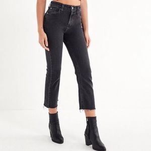 UO BDG High Rise Kick Flare Cropped Jean - Black